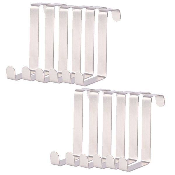 Over The Door Hooks Stainless Steel Towel Coat Hanger No Drill - 12 Pieces