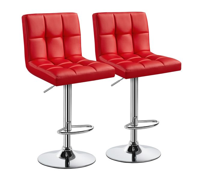 Bar Kitchen Counter Height Bar Stools - Set of 2 - Red Colour