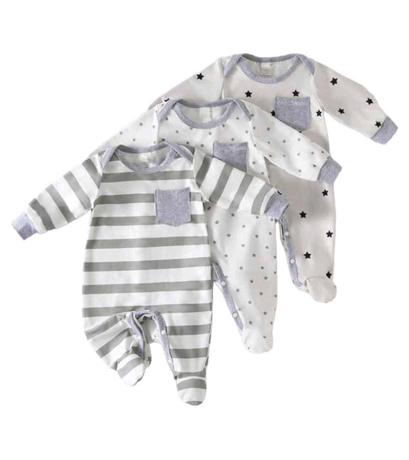 Baby Long Sleeve Onesie Set - Grey (Set of 3) | Shop Today. Get it ...