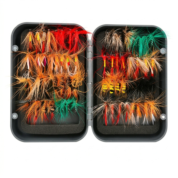 Sumvov 64Pcs Fly Fishing Flies Kit with Waterproof Box for Trout Bass