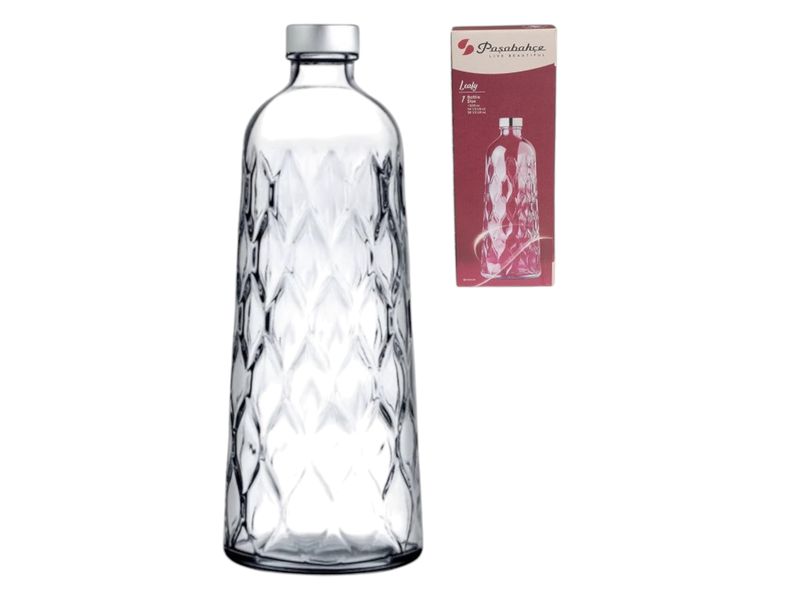 Pa?abahçe Leafy 1035ml Clear Glass Beverage Bottle with Lid