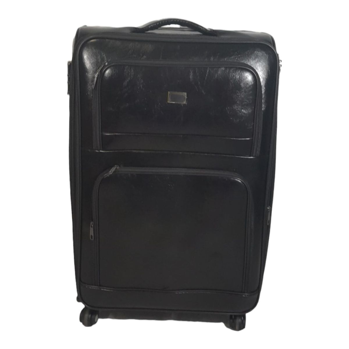 SMTE - Stylish Luggage Bag Set of 1 PU Leather Travel Suitcase - Black