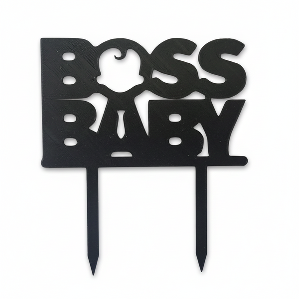 Boss Baby Cake Topper - Black - Baby Shower &amp; Birthday - 3D Printed