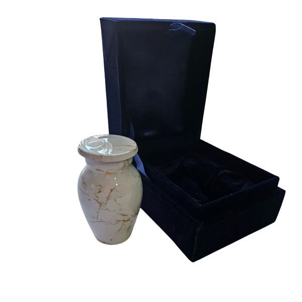 4 Pieces White Marble Aluminium Memorial Keepsake Cremation Urn For Ashes