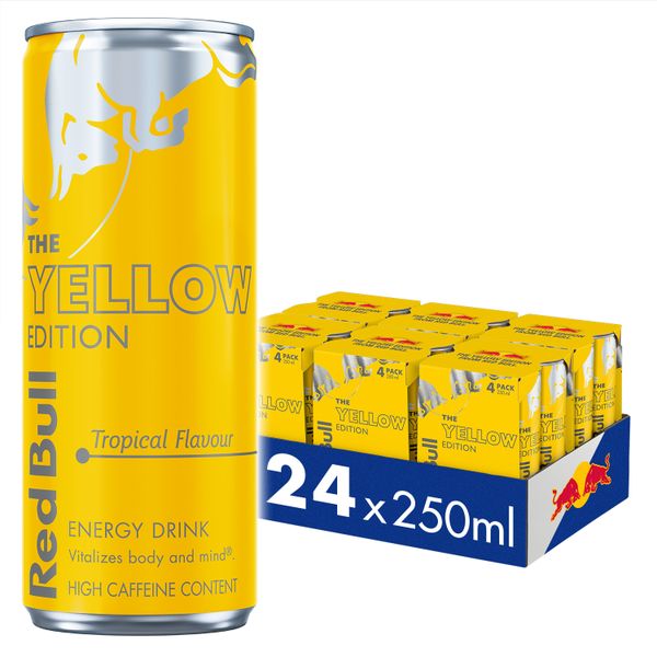 Red Bull Energy Drink Yellow Edition Tropical 250m Case (6 x 4 Pack)