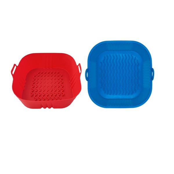 Square Silicone Air Fryer Liners - Reusable Air Fryer Pot 8 Inch - Set of 2
