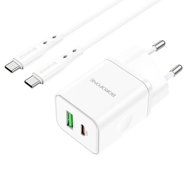Fast Type C Charger Dual Port Type C+USB With Type C to Type C Cable 1m-BN7