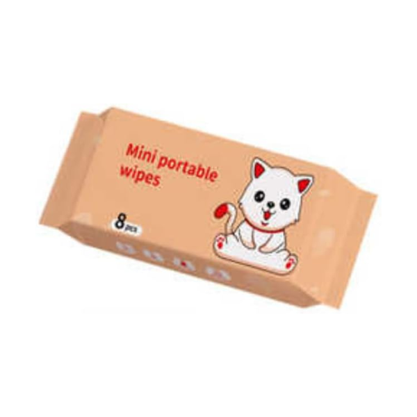 Mini Portable Wet Wipes - 8 Pieces per Pack (64 Piece) -1 Pack
