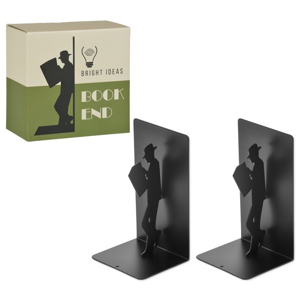 Bright Ideas - Set of 2 Metal Book Ends - Man Silhouette