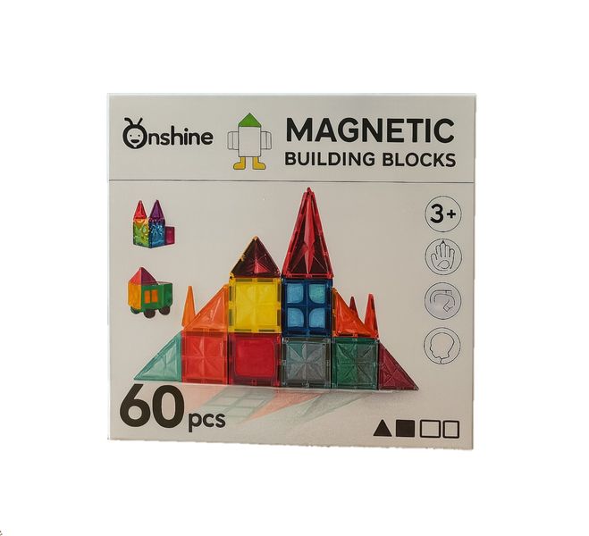 Onshine Colorful Magnetic Tiles - 60 Piece Starter Set
