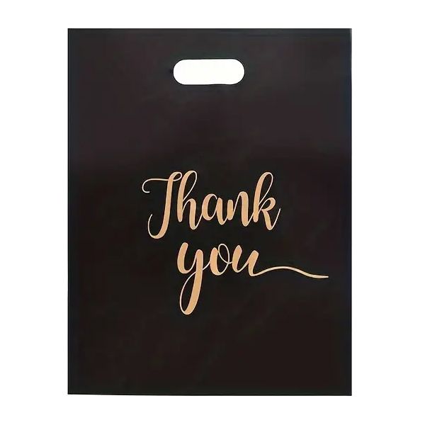 15cm x 20cm Black Thank You Gift Favour Bag - 100pc