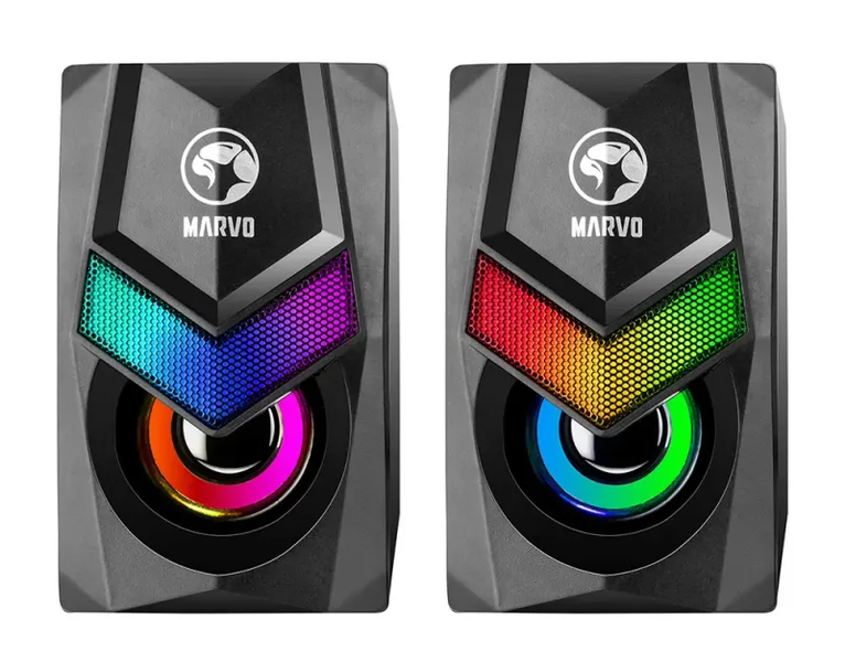 Marvo SG-118 Gaming Speakers - 2.0 Stereo, LED Backlight, Enhanced Audio