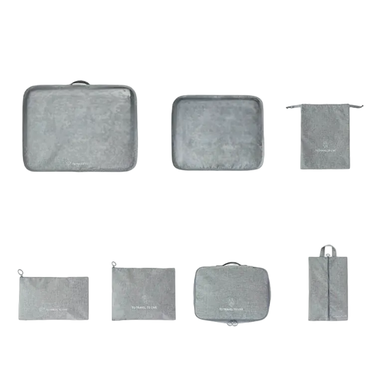 Grey Travel Luggage Organiser Pouch Set (7pcs)