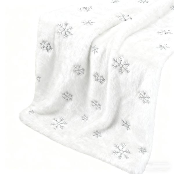 Tablecloth White Christmas Tablecloth Sparkling Snowflake Plush Tablecloth
