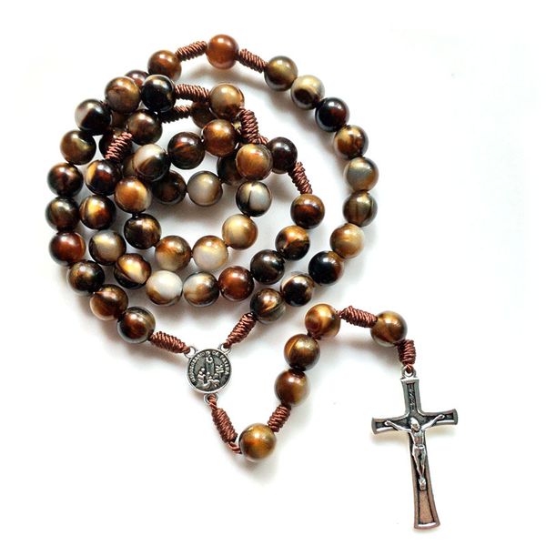 IPSTYLE Cross Rope Weave Jewelry For Men Women Necklace Catholic Jesus