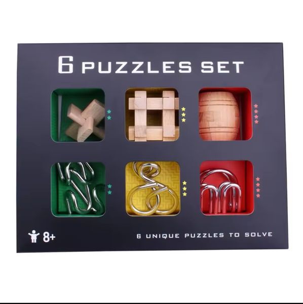 IQ Brain Teaser Metal&amp;Wooden Unlock Interlock Disentanglement Game-All Ages