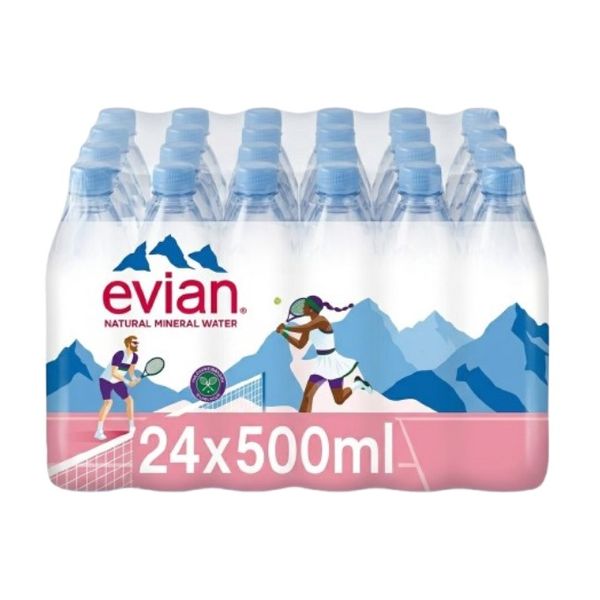 Evian Natural Mineral Water 500ml - Pack of 24