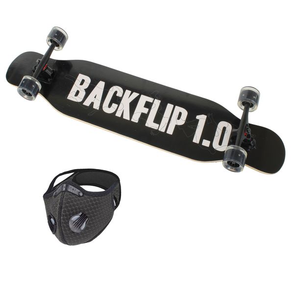 Skateboard 104x21cm Longboard with LED Wheels &amp; Sports Mask - Backflip1.0