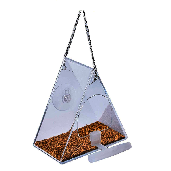 Outdoor Modern Hanging &amp; Suction Cup Acrylic Minimalist Wild Bird Feeder
