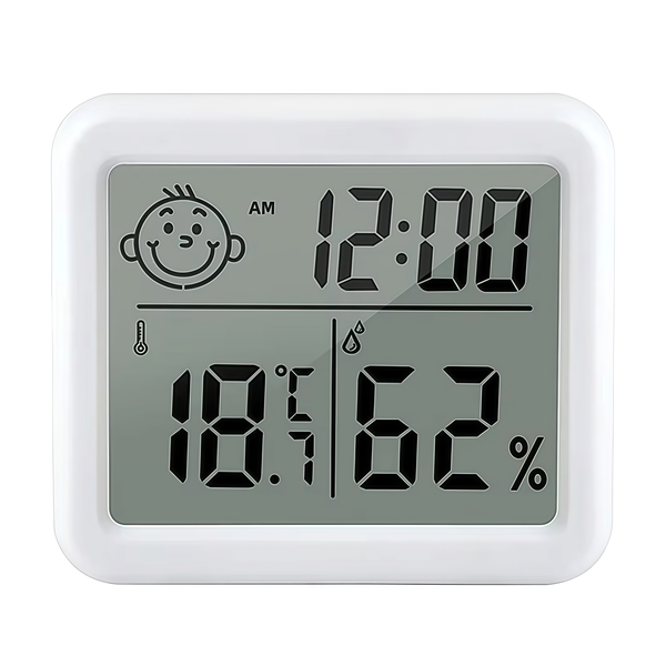 Ultra-Thin Digital Thermometer, Humidity Monitor, Large Screen, White