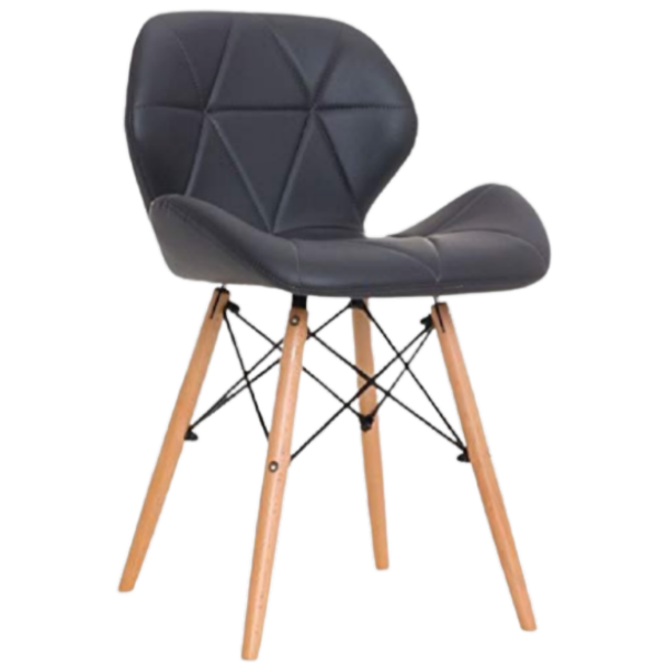 Pre-assembled Padded Dinging Chair With Solid Wooden Legs - black