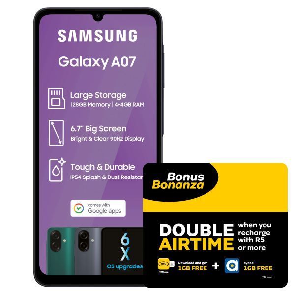Samsung Galaxy A07 Black + MTN SIM KIT &amp; LTE Device Promotion