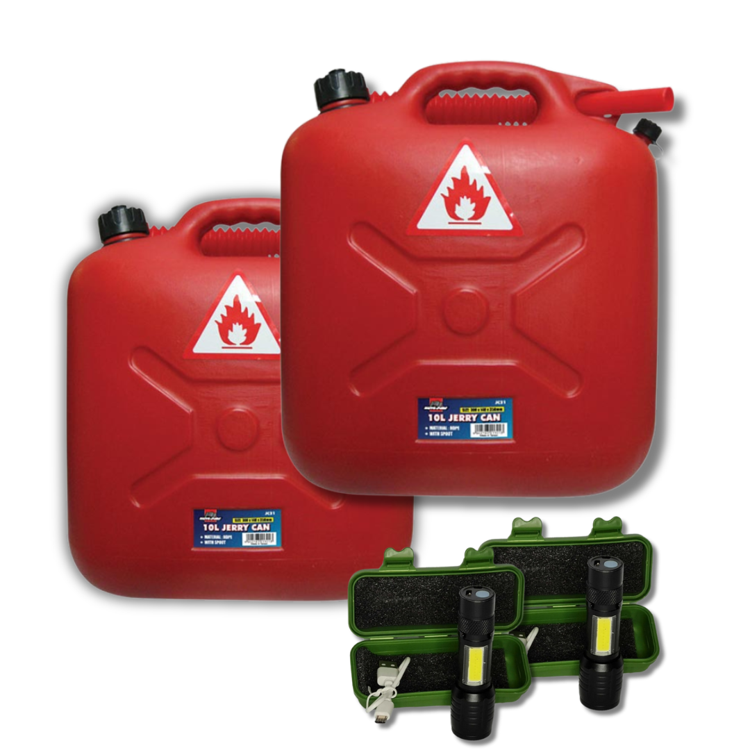 Auto Gear 10L Plastic Jerry Can and Torch 2 Pack Shop Today. Get it