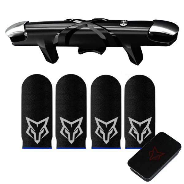 PUBG Mobile Controller Triggers &amp; Sarafox V6 - Premium Finger Sleeves - 4 Pack