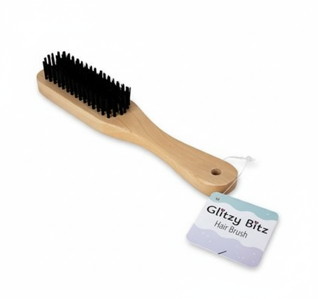 Nylon Bristle Hair Brush 6-Row 18 cm for Detangling All Hair Types - 2 Pack
