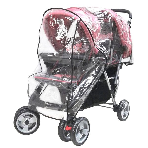 Stroller Rain Cover, Wind Protective Rain Cover for Double Tandem Stroller