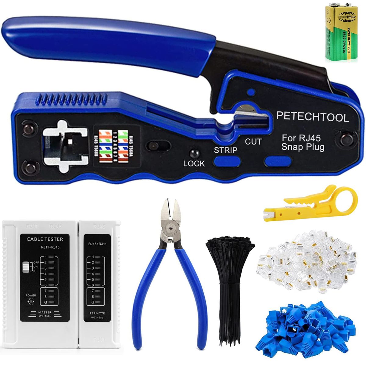 154-Piece Network Tool Kit - RJ45 Crimper & Cable Tester with Accessories