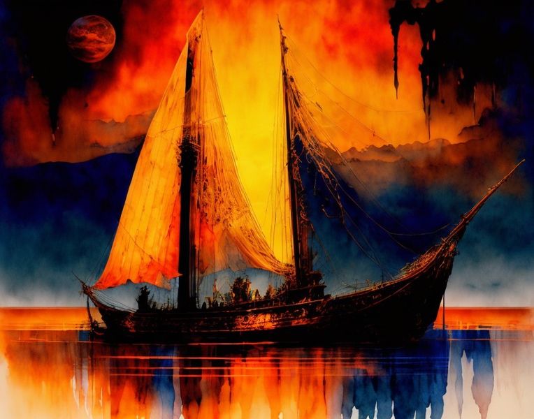 Canvas Wall Art - Fiery Boat