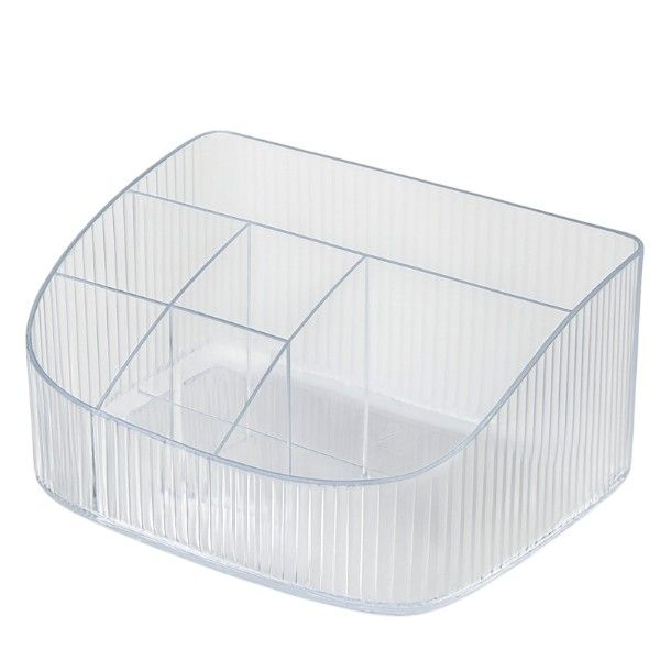 Ribbed Acrylic Makeup Organizer with 6 Compartments