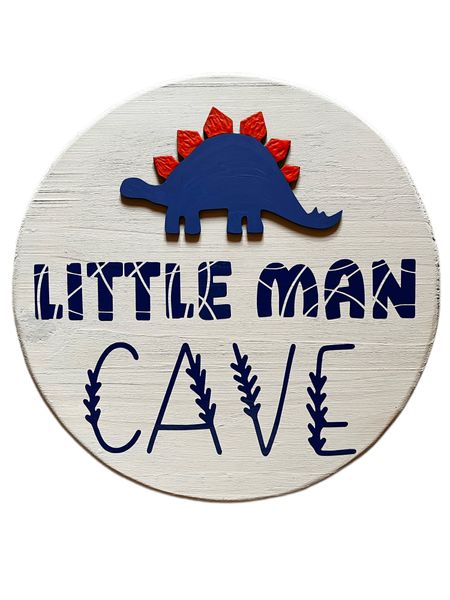 Little Man Cave Dinosaur Wall Decor for Boys Nursery Room