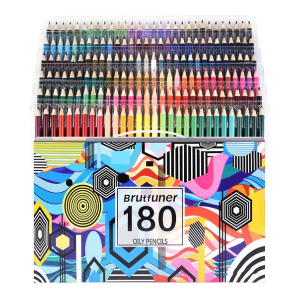 180 Colors Oil-Based Colored Pencil Set - Smooth Layering for Drawing
