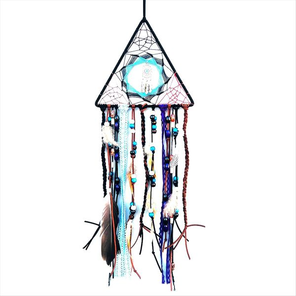 Dream Catcher Dreamcatcher With Feather Beads Turquoise Pendant-A