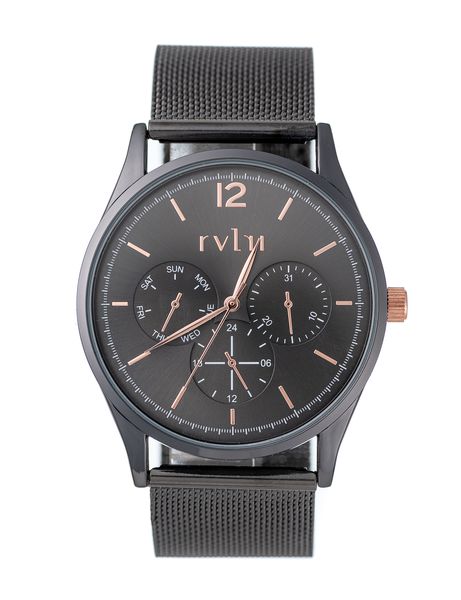 42mm Gunmetal &amp; Rose case &amp; Mesh Band,Charcoal Dial &amp; Fake Eye