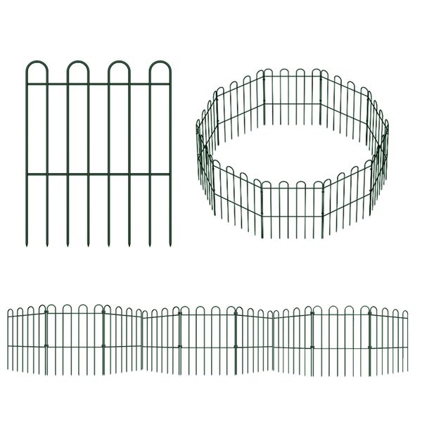 10 Pack No Dig Garden Fence Pet Barrier 58cm High Green Metal Wire