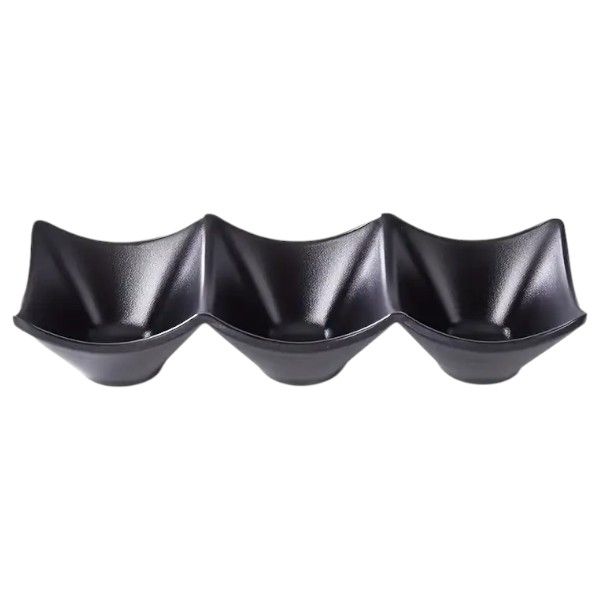 Triple Compartment Sauce &amp; Topping Bowl For Dipping - Black