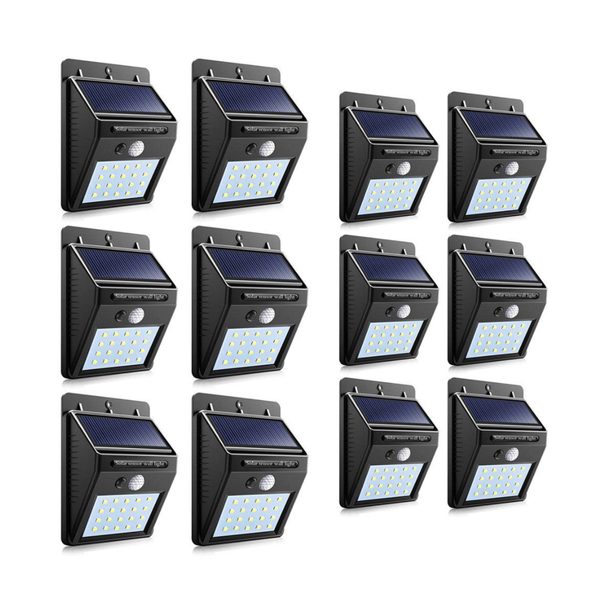 Set of 12 PIP Motion + CDS Night Sensor Solar LED Wall Light