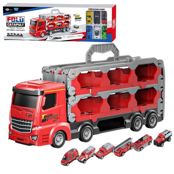 Race Car Toy Carrier Truck - Toy Trucks for Boys - Cars