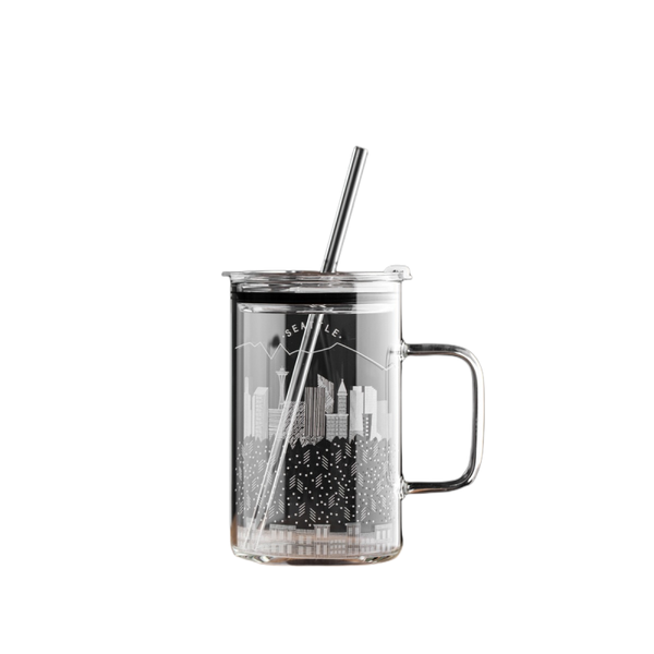 Large Capacity Cup with Lid and Straw Set - White City