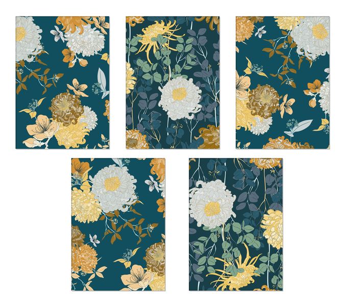Greeting Cards: Asian Florals (5-Pack)