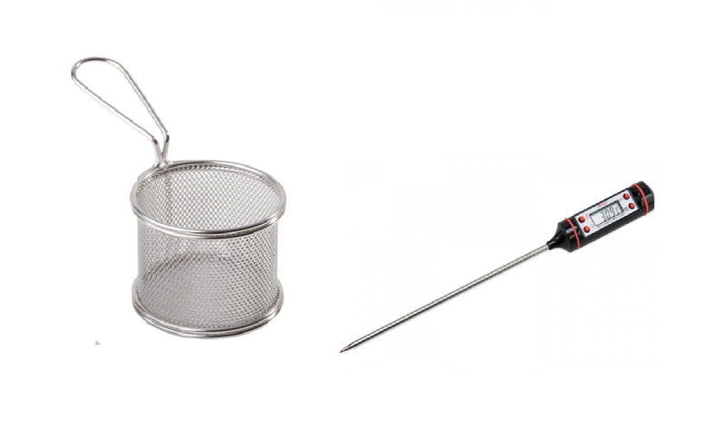 Deep Frying Stainless Steel Basket &amp; Digital Stainless Cooking Thermometer
