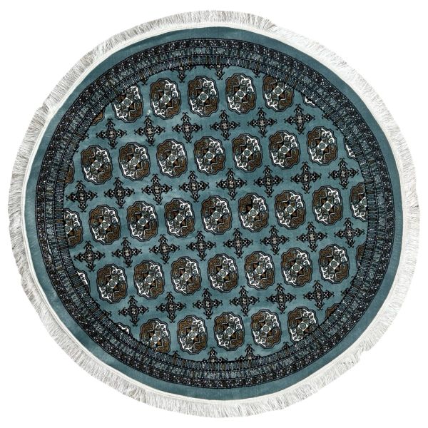 150 x 150 cm - Blue Bokhara Persian Machine Made Round Rug