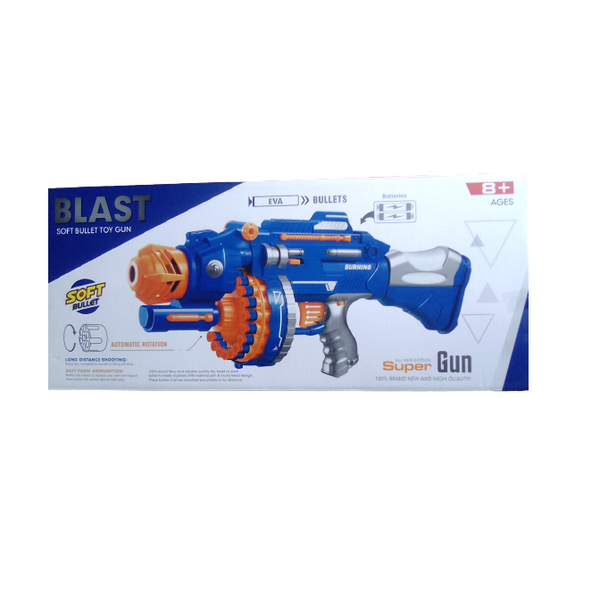 Blast Soft Bullet Toy Machine Gun - Blue