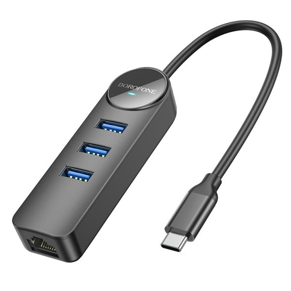 Portable Converter 4 in 1 Type-C to Type-C to USB3.0x3+RJ45 Borofone DH6