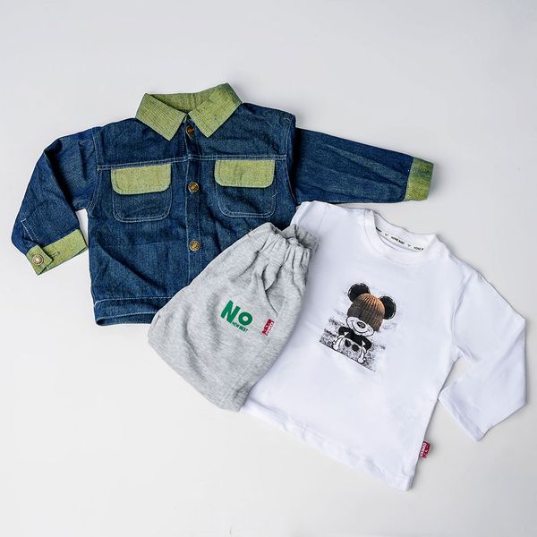 Denim and Track Pants Set