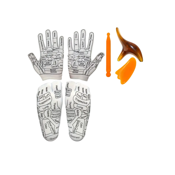Pair of Reflexology Socks And Gloves with Massage Tools