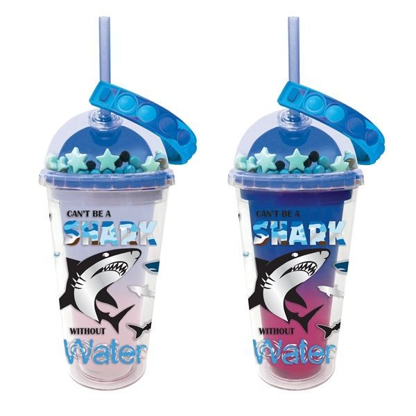 Hot Focus Shark Color Changing Tumbler - 450ml with Push Pop Bracelet